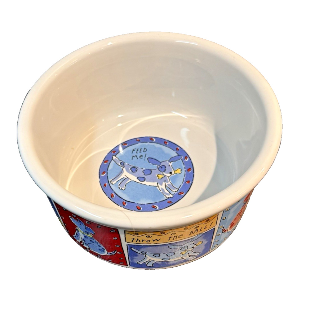 SIGNATURE FEED ME DOG by RIVIERA VAN BEERS Dog Bowl Dish Holds 3 Cups EUC!
